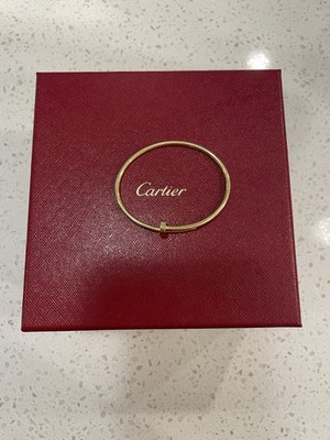 CARTIER JUSTE UN CLOU Nail Bangle Size 15 with Paper 18K Yellow Gold SMALL