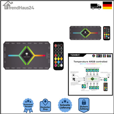 TZMRIT RGB Fan Hub 9x4 Pin PWM 9x5V ARGB Controller
