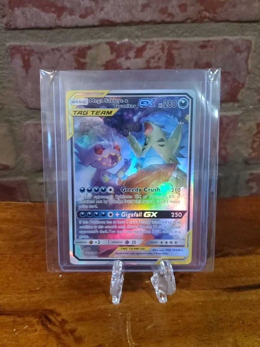 Mega Sableye & Tyranitar GX Tag Team Basic Holo 225/236 Left Corner Creased 