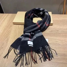 Cozy Plaid Cashmere Scarf for Winter, Long Soft Wrap with Box