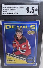 JACK HUGHES 2019-20 UPPER DECK O-PEE-CHEE PLATINUM BLUE RAINBOW RC /149 SCG 9.5