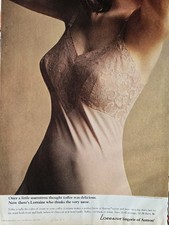 1966 Women's Beige Toffee Lace Lorraine Nylon Slip Vintage Fashion ad