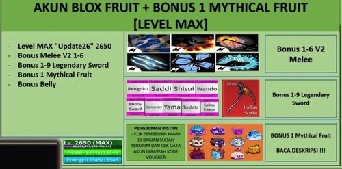 Compte Roblox Blox Fruits Niveau Max, Avec Perms Et Passes - Compte Neuf, Prêt à Jouer Sur PC