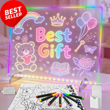 LED Note Board 13x10 7 Colors Light Up Drawing Board w/Markers Adapter