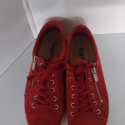 Legero Women's Tanaro Red Suede Low-Top Sneakers with Side Zip