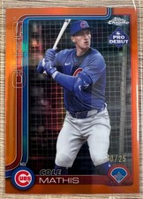 2025 TOPPS PRO DEBUT COLE MATHIS ORANGE CHROME SP #PDC-43 #10/25! ACL CUBS!
