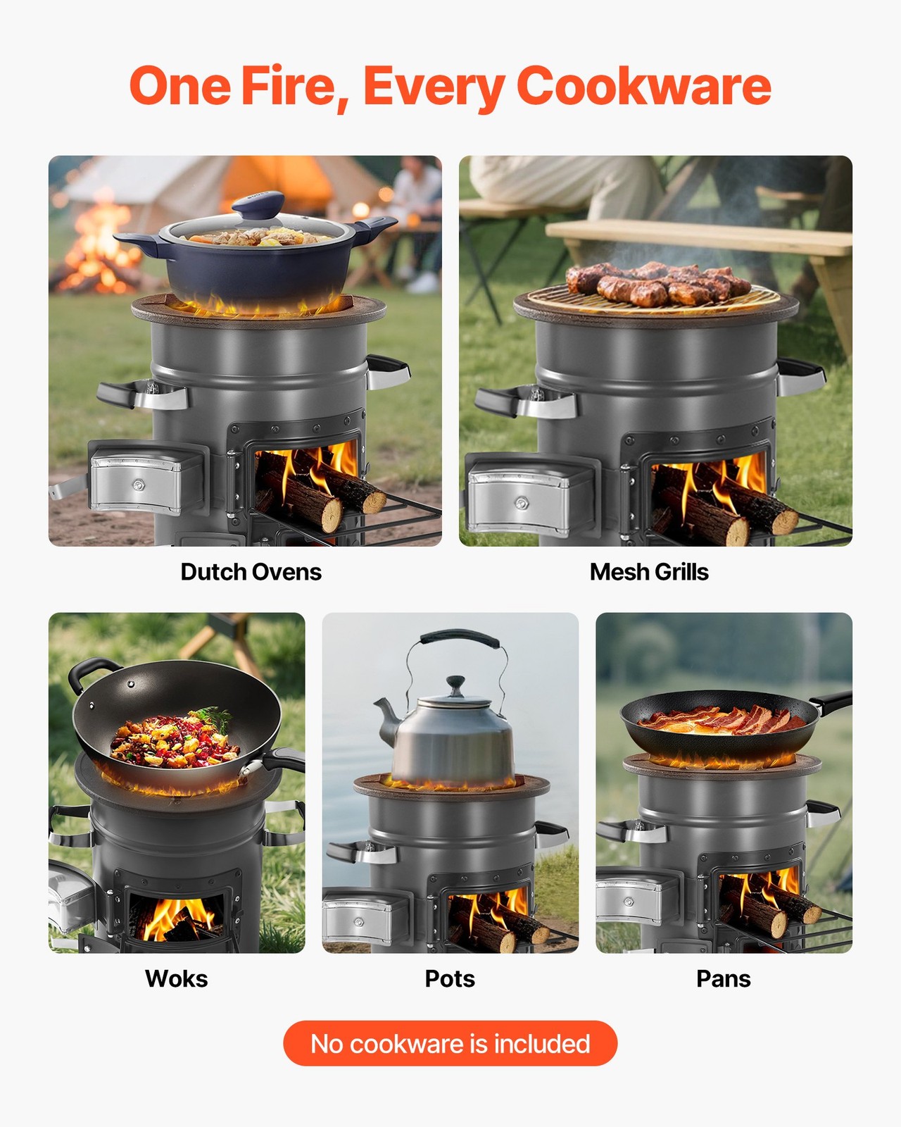 New Camping Rocket Stove, Wood Burning Portable Rocket Stove with Carrying Bag