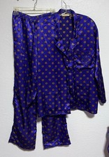 Victoria s Secret Gold Label Satin Pajama Set L Paisley 90s Lounge Sleepwear