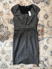 Banana Republic Dress Womens 6 Gray Houndstooth Sheath Lined Workwear Pencil