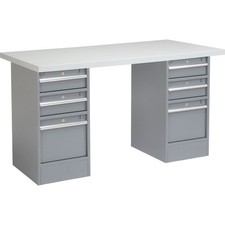 60"W x 24"D Workbench 1-5/8" Square Edge Laminate Top 3 Drawer/3 Drawer