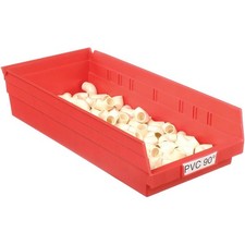 Akro-Mils Plastic Shelf Bin 8-3/8"W x 17-7/8"D x 4"H Red Lot of 12