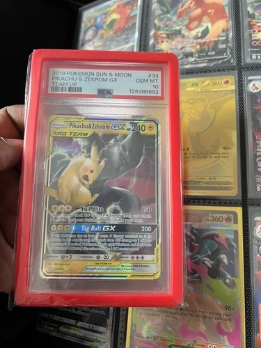 PSA 10 Pokémon Pikachu & Zekrom GX 33/181 Ultra Rare TAG TEAM Sun & Moon Team Up