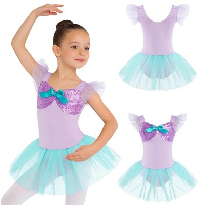 Mädchen Trikot Leistung Ballettkleid Prinzessinnenstil Tutu-Kleid Konzert Aqua