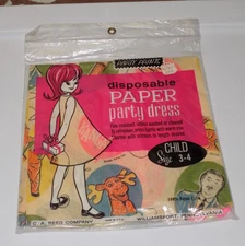 Vintage 1960's Captain Kangaroo Disposable PAPER PARTY DRESS *MIP*