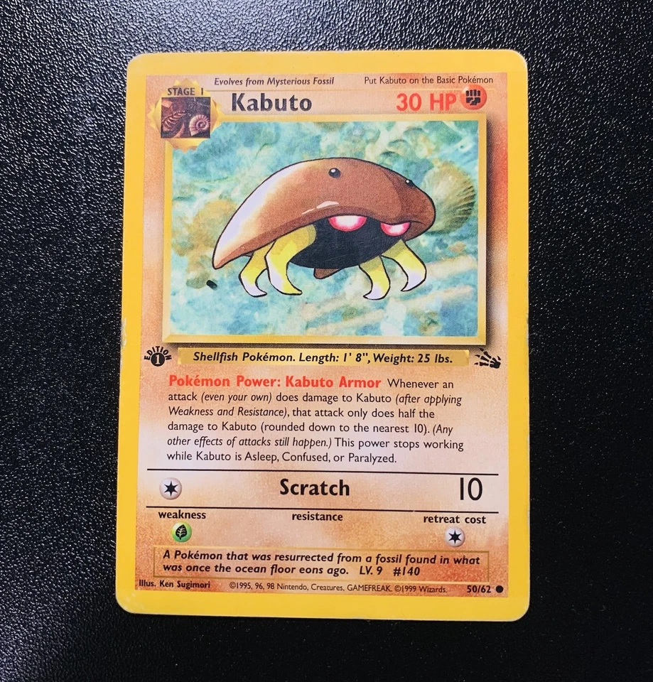 Kabuto 1st Edition Pokémon TCG Fossil Set 50/62 - EXCELLENT! - Image 3 of 4