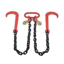 7100# Lbs G80-3/8" x 3' Tow Recovery Chain w/ Two 15" J-Hook & Cradle Grab Hook