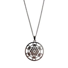 Collana uomo donna acciaio ciondolo Cubo Di Metatron Arcangelo Gioielli Orgonite