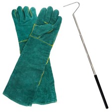 Hamiledyi Animal Handling Gloves Bite With Hook Proof Reinforced Leather Padd...