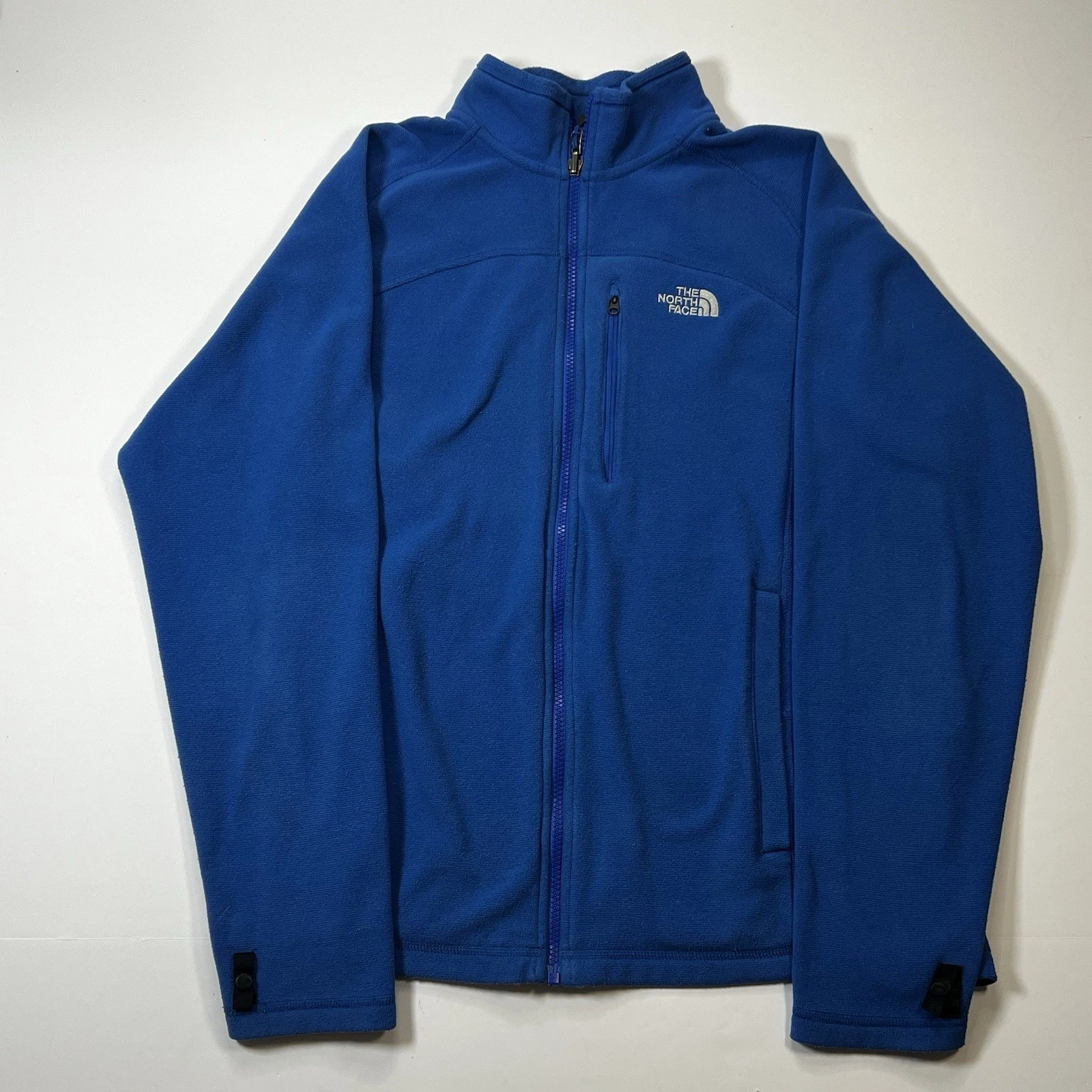 North Face Jacket Mens Medium Blue Full Zip Fleece Outdoor Layer Pockets Warm