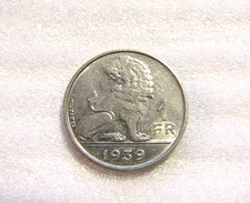 1939 Belgium 1 Franc Coin