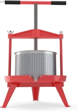 EJWOX Fruit Wine Press 2.38 Gal - Heavy-duty T-Handle & Cross-beam, Red