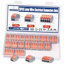 20 PCS Lever Wire Electrical Connectors Nuts Assortment Kit with 28-12 AWG,