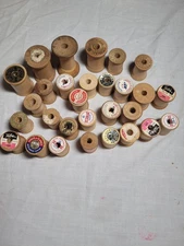 29 Vintage Wood Wooden Thread Spools Empty Crafts Talon Coats Various Sizes
