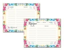 Pioneer Woman Style Floral Recipe Cards, Flower Recipe Cards, Floral Index Ca...