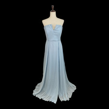 Dessy Collection Women's Blue Lux Chiffon Strapless V-Neck Dress Size 12