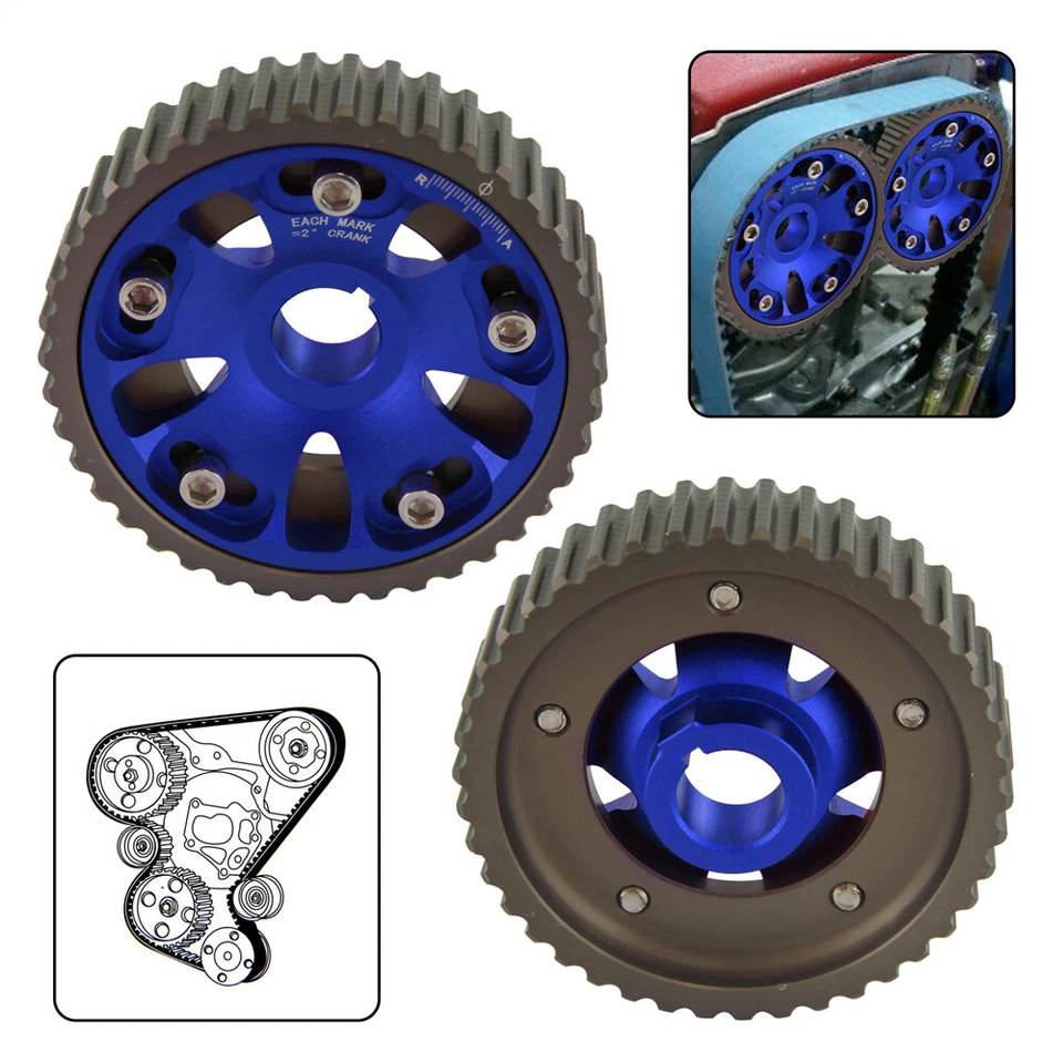 2 piezas engranajes de leva ajustables para 93-01 Honda Prelude H22 H22A1 H22A4 DOHC VTEC azul Foto 2 de 4