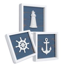 Tideandtales 3d Nautical Wall Decor famed Set Of 3 Anchor Lighthouse And Ship