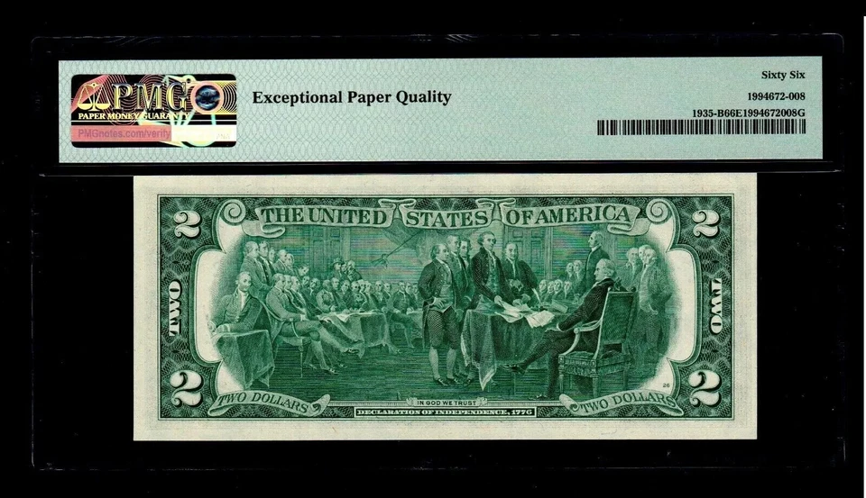 RARE 1976 $2 Mismatched prefix Error PMG GEM Uncirculated 66 EPQ - Image 2 of 2