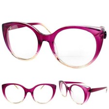 Exaggerated Vintage Retro Cat Eye Style Clear Lens EYE GLASSES Big Purple Frame