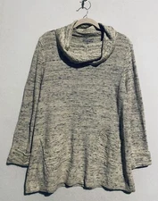 Habitat Sweater Womens Medium Winter White Cowl Neck Waffle Thermal Tunic Cozy