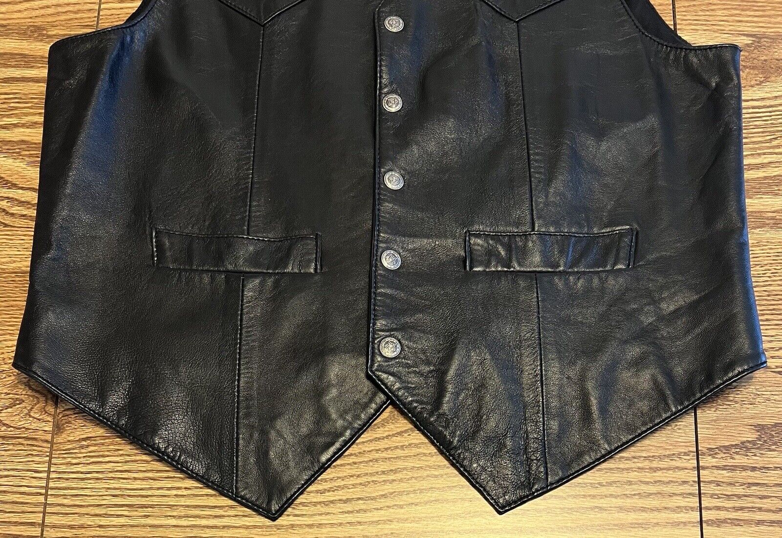Scully Mens Medium Vest Black Leather Snap Wester… - image 3