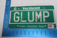 Vermont License Plate Tag 1990 90 VT Natural Sticker Vanity Grump Sulk GLUMP