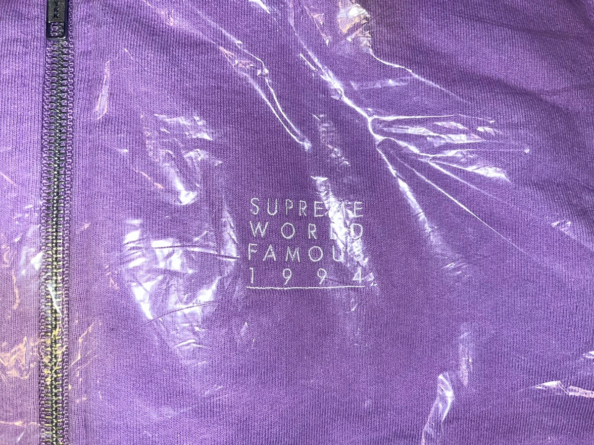 Supreme world famous zip clearance up hooded sweatshirt violet