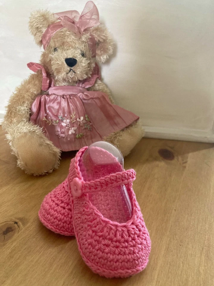 Handmade Crochet Baby Firs Shoes Mary Jane Christening Baby Girls Casual Booties - Image 2 of 4