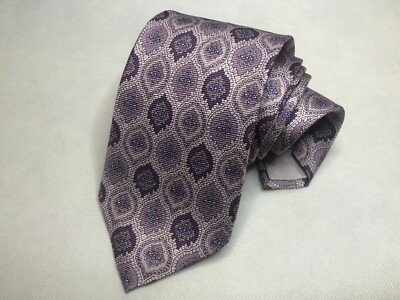Dunhill Krawatte botanisches geometrisches Muster 100 % Seide handgefertigt neu ohne Etikett UVP 160 £