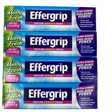 LOT OF 4 Effergrip Discontinued Minty Fresh Denture Adhesive Cream 1.5oz NEW