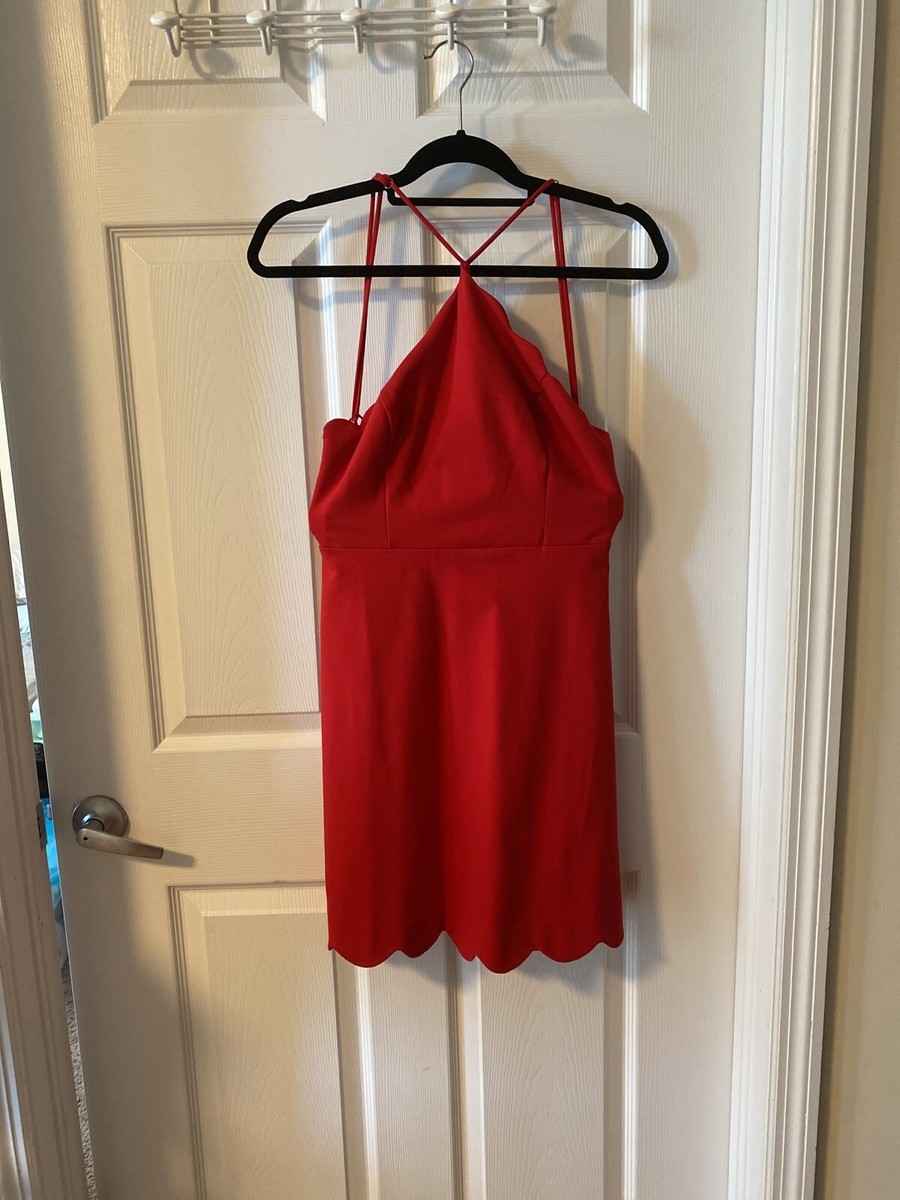 lush red dress Boho Pink Lush Full Potential Ruby Red Wrap Long Sleeve Midi Dress - Size M - Dresses