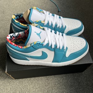 Nike Jordan 1 baja se Barcelona Cyber Verde Azulado Adultos UK 8 | eBay
