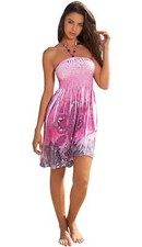 Dress Sexy Bead Smocked Pink Yellow Grey Turquoise S M L XL Choice Of Color