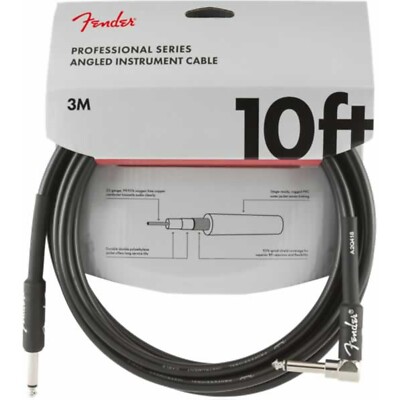 Fender Professional Series Instrumentenkabel - schwarz gerade/abgewinkelt - 10 Fuß