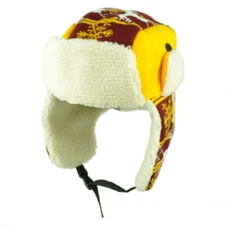 Washington State Trapper Aviator Knit Beanie Fleece Nordic Burgundy Ear Flap 