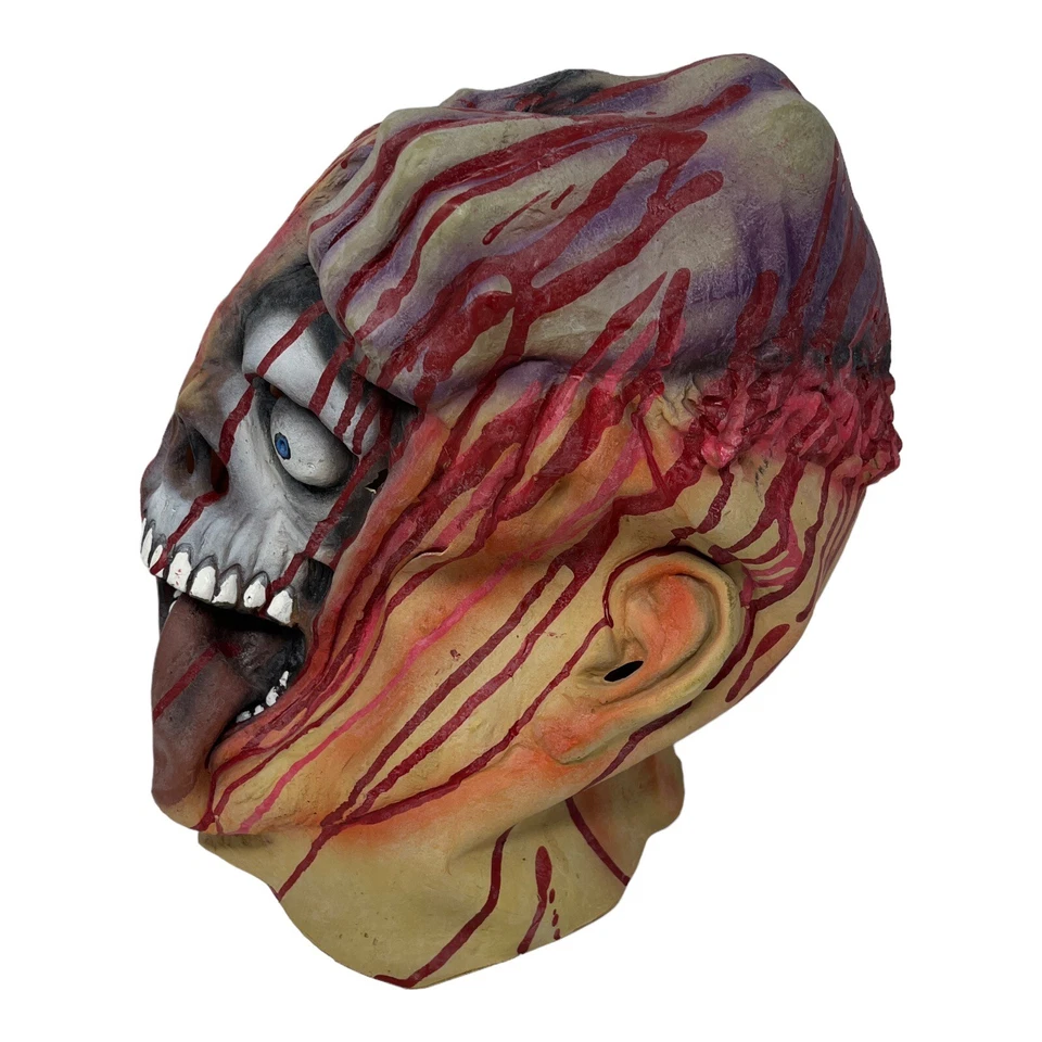 VINTAGE Halloween Gore Mask (Screaming Ripped Skull) Rubies Costumes Latex Mask - Image 2 of 4