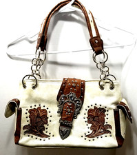 Western Cowgirl Shoulder Bag Brown Faux Leather Purse Rhinestone Buckle Bling