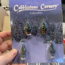 Cobblestone Corners Collectibles Christmas Village potted tress