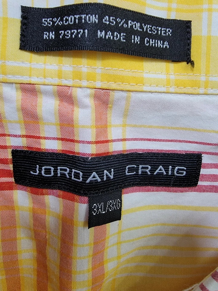Camisa Jordan Craig Para Hombre Talla 3XL XXXL 3X Grande Roja Amarilla Blanca A Cuadros Foto 2 de 4