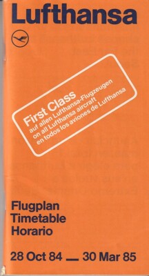 Lufthansa timetable 1984/10/28